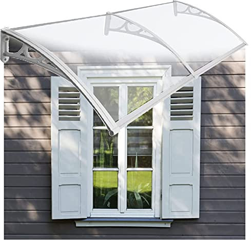 Haustür-Überdachung, Regenschutz, Unterstand, Außenmarkise, Terrassen-Veranda-Markise mit transparentem Polycarbonat und Aluminiumrahmen für Sonnenschutz im Freien, stumm, selbstreinigend, G