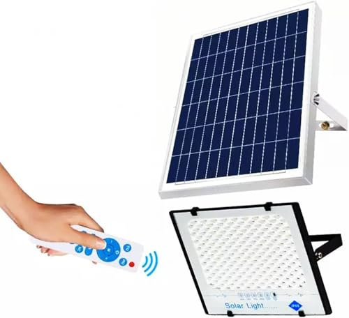 CHRISK 400w,Lampadaire Solaire avec télécommande, projecteurs solaires à LED extérieur, éclairage extérieur du crépuscule à l'aube pour Jardin, Cour, Terrain de Basket-Ball, Parking