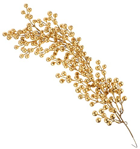 TOPBATHY Decorazione Natalizia di Bacche Artificiali Oro in Schiuma, Leggera e Appesa, per Ghirlande e Composizioni Festive in Inverno