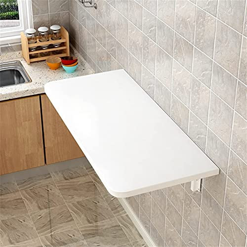 GXJBGYUSFT Wandtisch Weißer Wandklapptisch für die Küche, Frühstücksbartisch, Esstisch mit Klappblatt für kleine Räume, Schreibtisch für das Homeoffice, die Garage, den Garten, die Waschküche, Holz