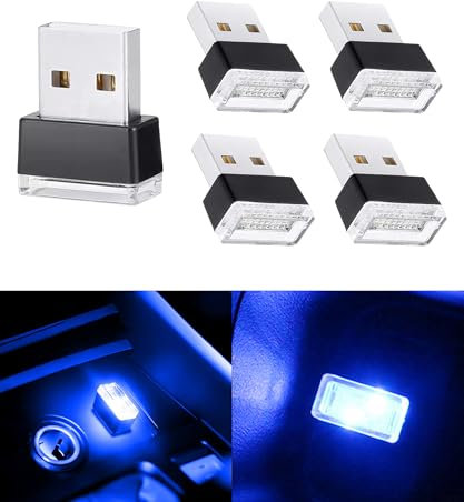 Flaconi - Luz LED USB para interior de coche, 5 unidades, mini lámpara decorativa para accesorios interiores más comunes