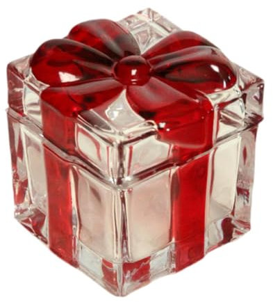 LOVIVER Azucarero, Tarro de Caramelos, Tarro de Cristal para almacenar, Recipiente Cuadrado con Tapa, Plato para Dulces, té, Frutas secas, Galletas, Buffet de, Rojo Pequeño