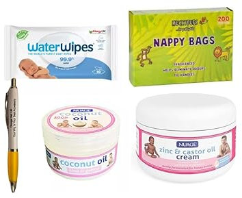 Nappy Change Essentials Kit – Baby Care Bundle with Nappy Rash Cream, Wipes, Pure Coconut Oil & Omoge Pen | Gentle on Sensitive Skin | Newborn Gift Set