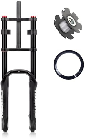 Fat Tire Forks BMX Luftfedergabel 50,8 cm (20 x 4,0 Zoll), E-Bike-Vordergabel Mountainbike, Gabel, konisch, 3,8 cm, gerade, 3,8 cm Scheibenbremse, 140 mm mit Dämpfungseinstellung, QR 135 x 9 mm, 2,6