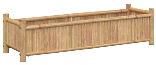 Makastle Jardinière surélevée en Bambou - Jardinière pour Jardin et Balcon - 100 x 30 x 25 cm