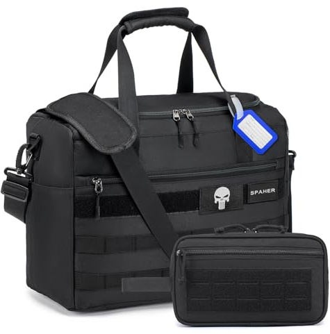 SPAHER Resväska Handbagageväska 40x30x20 Ryanair Wizzair Under-sätet Kabinväska Vattentät Holdall Handväska Taktisk Moll Axelväska Weekenderväska Oxford Män 25L Travel Duffle Bag med Toalettväska