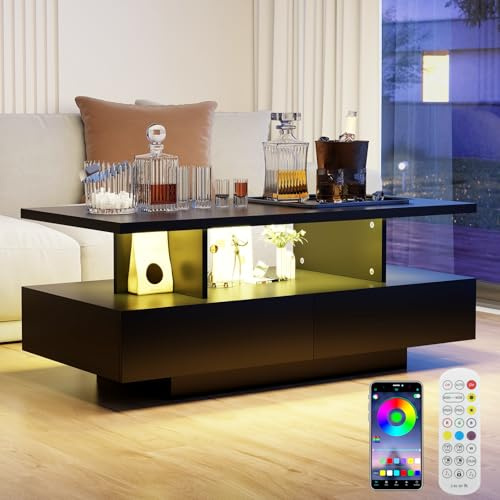 YU YUSING Tavolino Salotto Moderno con 2 Cassetti, Tavolino da Caffè