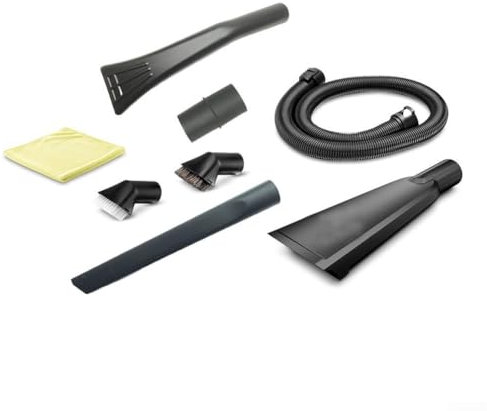 Kit de nettoyage intérieur de voiture pour aspirateur Karcher 2.863-304.0, comprend un tuyau d'extension de 1,5 m, un suceur plat extra long, une buse de voiture, une brosse d'aspiration à poils durs