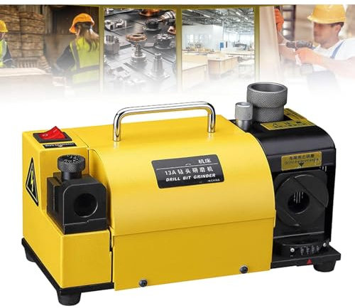 HYYKEJI 3-13 mm Bohrerschleifmaschine, tragbarer Bohrerschärfer, 95° bis 135° Spitzenwinkel einstellbar, mit 11 Spannzangen, elektrisches Schleifgerät, für Messer, Meißel, Bohrer