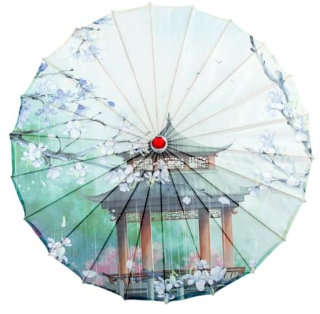 Yooghuge Parapluie chinois en soie de bambou classique - Parasol de danse classique en bambou - Parapluie en soie pour costumes et fêtes - Décoration merveilleuse, NN