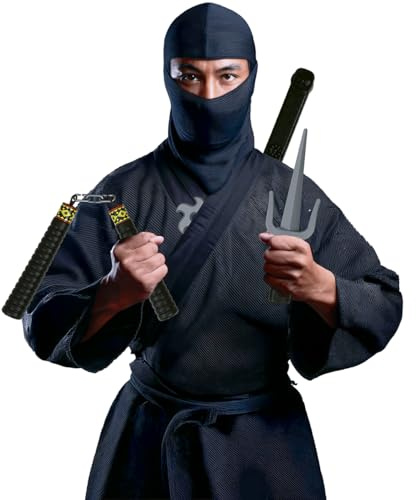 FIESTAS GUIRCA | Set de Armas Ninja Juguete - Fiesta - 5 Piezas PVC | Incluye 5 Elementos | Material Ligero | Colores Negro y Plateado | Complemento para Disfraces | Halloween, Carnaval