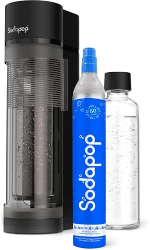 Sodapop Wassersprudler Logan, inkl. 1x Glasflasche (850 ml) und 1x CO₂-Zylinder, Matt Schwarz, Höhe 42,6 cm