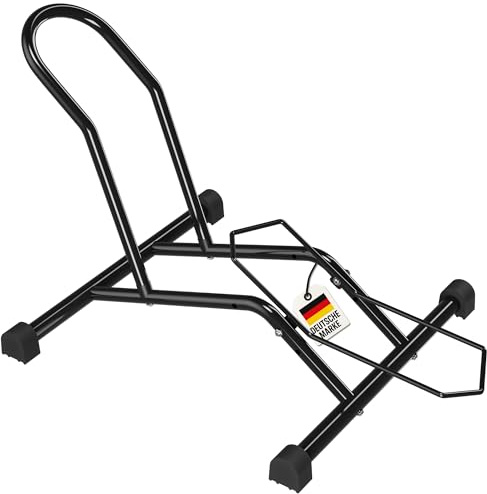 WELLGRO 1 Fahrradständer Boden – Universal Fahrrad Ständer für Mountainbike, Rennrad & Fatbike – Robuster Radständer aus Stahl für Garage, Keller & Außenbereich – Schwarz