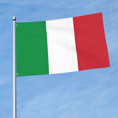Bandera italiana de 5 x 3 pies, bandera decorativa de una sola cara, colgada en balcones de césped interiores y exteriores