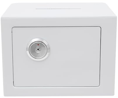 Cassaforte per chiavi, con serratura con fessura, cassaforte da 4,6 l, per casa, salvadanaio, cassaforte con chiave, cassaforte meccanica per la casa con chiave (bianco)