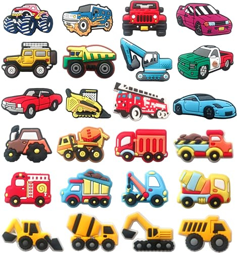 Mowzury Car & Truck Shoe Charms for Boys, 24 PCS Vehicle Shoe Decoration Pins for Clog, Cute Shoe Accessories for Party Favor Gifts