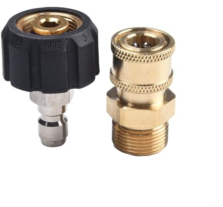 Hochdruckreiniger-Adapter-Set M22 für Schnellanschluss von 14 mm, 15 mm auf 1/4 Zoll, 3/8 Zoll, Messing, Edelstahl mit 5000 PSI, 5 Stück (2#)