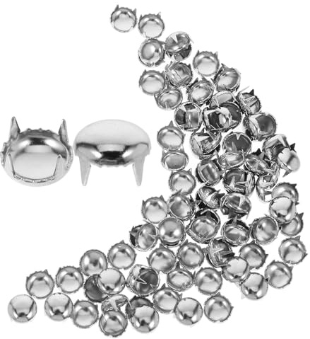 NULYLU 100 Piezas Tachuelas Redondas de Plata para Ropa, Bolsos y Zapatos, Remaches Metálicos Huecos DIY para Reparación y Decoración Artesanal, Estilo Punk, Diámetro Mediano