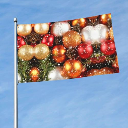 Dekorative Gartenflagge mit weihnachtlichen Kugeln, 90 x 150 cm, fliegt bei leichter Brise, wetterfest für Veranda und Rasen