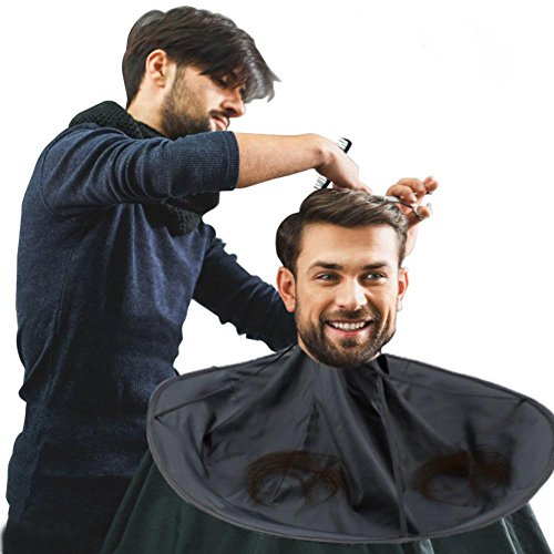 FILFEEL Friseur Umhang, Haar Ausschnitt mhang Regenschirm Salon Friseur Wasserdichter Friseurumhang Friseur Haar für Erwachsenen und Kinder(Schwarz)