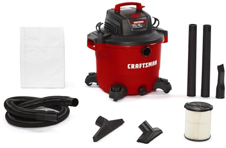 CRAFTSMAN CMXEVBE17595 16 Gallon 6.5 Peak HP Wet Dry Vac, Heavy-Duty Shop Vacuum Wet and Dry with Filter, Dust Bag, Hose and Attachments for Home Projects & Renovations