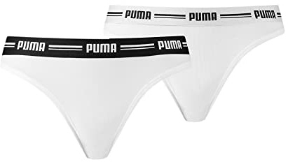 PUMA Dam Puma ikonisk stringtrosa – (2-pack) stringtrosor, Vit/vit, XL