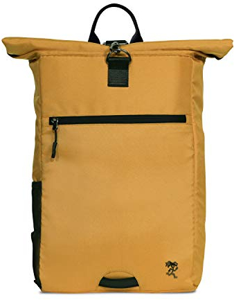 FUCHS & REBELL® Rolltop Rucksack PIET - Durchdacht & Nachhaltig - mit Laptopfach & Anti Diebstahl Tasche - 15-22L (Senfgelb)
