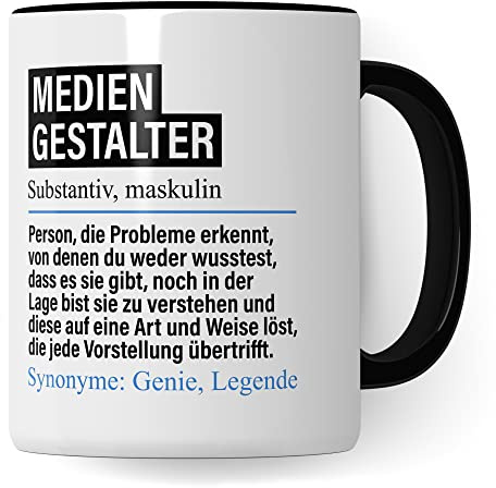 Tasse Mediengestalter lustig, Mediengestalter Geschenk Beruf, Spruch Kaffeebecher Geschenkidee, Beruf Mediengestalter Kaffee-Tasse Teetasse Becher