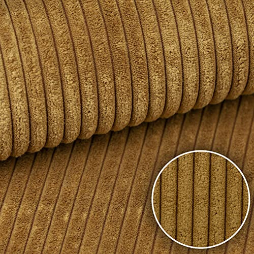 HEKO PANELS Murano Polsterstoff Cord-Optik Honig, 1 m x 1,42 m | Meterware Möbelstoff zum Nähen, Abriebfestigkeit 35000 Zyklen, 100% PES, 470 g/lfm, strapazierfähig