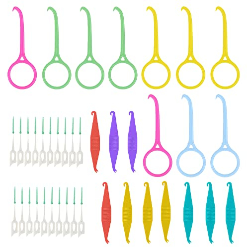 40St Aligner-Entfernungswerkzeug + Werkzeug für elastische Hosenträger + Interdentalbürste, Hygienisches Greifwerkzeug zum unsichtbare abnehmbare Zahnspange und Halter, Zahnstocher aus Silikon