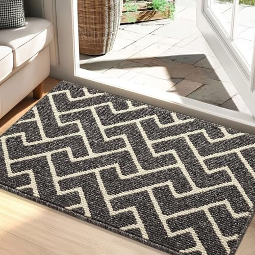 Biscpro Fußmatte Innen, Schmutzfangmatte Innen 60 x 90cm Wasserdicht Türmatte rutschfest Fussmatte SauberlaufmatteTeppich für Außen Eingang, Haustür, Patio, Flur-Schwarz