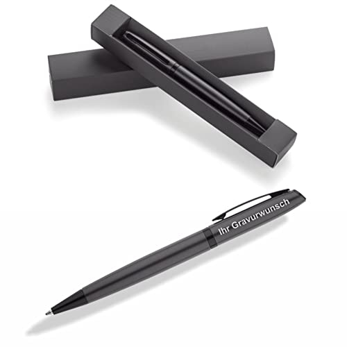 #teamludorf 10 x Hochwertiger Metall Kugelschreiber ZETA inkl. Geschenkverpackung und Wunschgravur | Wählen Sie aus 6 Farben (Anthrazit)