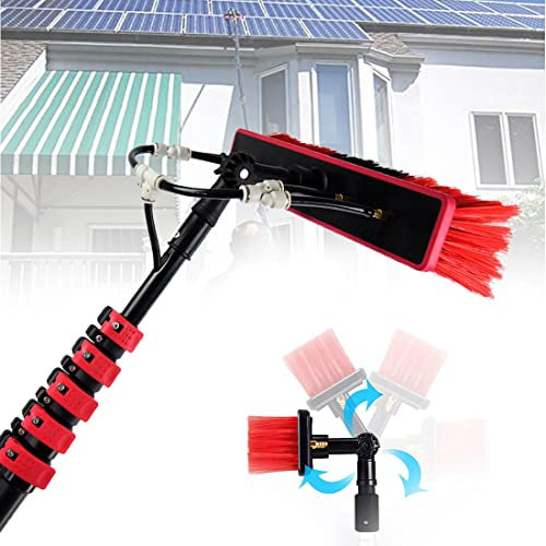 DPDZSW 3.6m - 10.8m Wasserführende Teleskopstange, Glasdach Reinigungsset, PV Anlage Reinigungsgerät, Waschbürste, Fensterreiniger, 35cm Bürste,12FT/3.6M