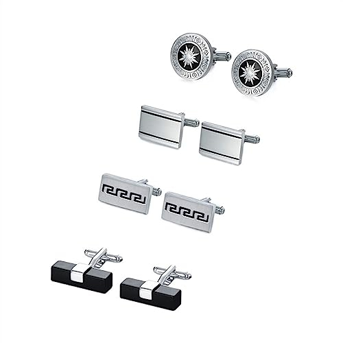 Krawattenklammern for Männer, personalisierte Krawattenklammer, 4 Paar Manschettenknöpfe, Herren-Hemd-Manschettenknöpfe, Hochzeitsgäste, Ehemann, Schmuck, Business-Krawattenklammer ( Color : 06-1SIZE