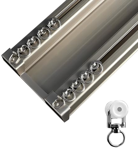 Verdickte 2,6 Mm Leise Vorhangschiene, Doppelte Gardinenschiene, An Der Decke Montierte Vorhangschiene, Für Vorhänge, Vorhänge Und Raumteiler (Color : Champagne B, Size : 3m/10FT/2 * 150cm)