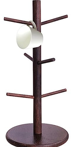 Hölzerner Becherhalterbaum Kaffeetassentrockner mit 6 Haken Abnehmbarer Kaffee-/Teetassenhalter Präsentationsständer für die Küche