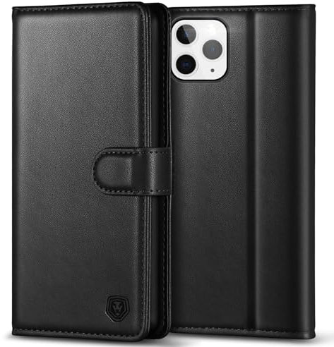 Kuafcase Compatible for iPhone 11 Pro Max Case with 4 Card Slots Magnetic Closure Kickstand Shockproof Protective Phone Case Compatible for iPhone 11 Pro Max - Black