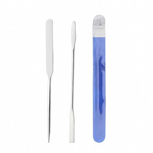 MIUPOO Espátula de maquillaje, espátula líquida para base de maquillaje, espátula de acero inoxidable, espátula para base líquida, espátula de maquillaje, espátula coreana, 2 unidades