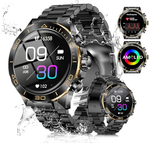 MiracDan Smartwatch Uomo Orologio Militare con 1,43 Rugged AMOLED, Smart Watch Uomo ip68 con Chiamate Bluetooth, Smartwatch Android iOS con 100 Modalità Sportive