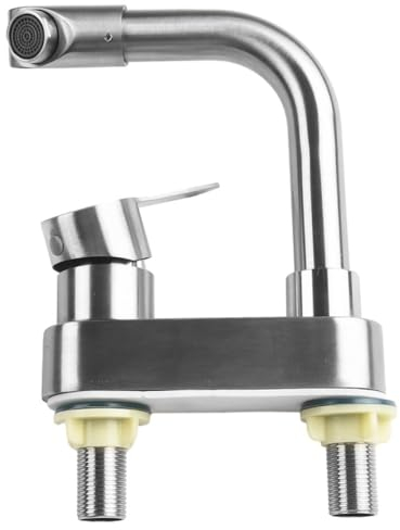 Badezimmer-Waschtischarmatur, 304 Edelstahl, Spültisch-Mischbatterie, Kaltwasser, Keramikventil, 2 Löcher, Einhebelmischer, 2, China