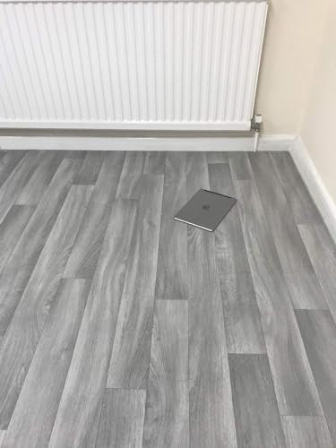 Grandismo Grey Oak - Vinyl Lino Roll Flooring For Bathroom/Kitchen - Plank Wood Effect Cushion - Anti Slip (Grey Oak, 4m x 4m)