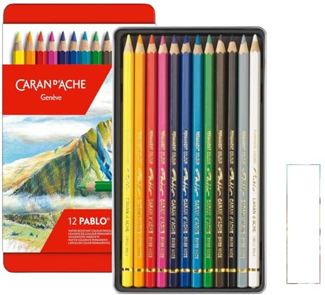 Caran d'Ache - PABLO 12 Permanent-Buntstifte für Künstler + 1 Karton