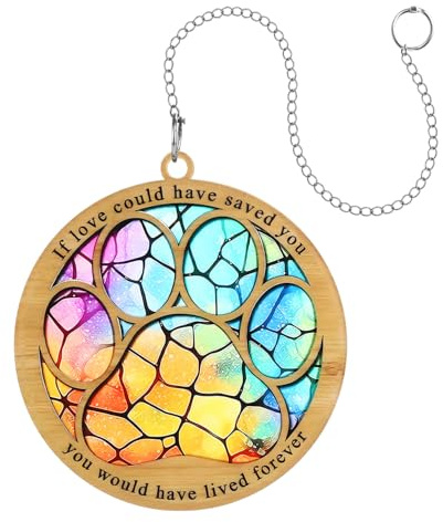 NQEUEPN Pet Memorial, 6.46x0.02in Dog Paw Souvenir Plaques Pet Memorial Hanging Ornament with Chain Pet Memorial Suncatcher Pet Memorial Gifts for Pet Owner
