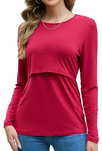 Sosolism Haut d'allaitement pour Femmes Tops Allaitement à Manches Longues Tshirt d'allaitement Doux pour Le Postpartum