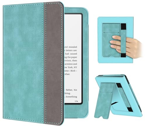 Fintie Hülle für 7 Kindle Paperwhite(12. Generation)/Kindle Colorsoft | Paperwhite Signature Edition 2026, Kickstand Case mit Handschlaufe, Rückseiten-Magnet, Auto Sleep/Wake, Türkis