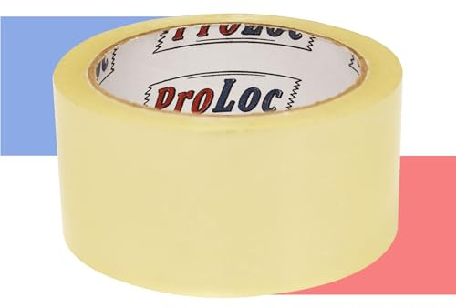 ProLoc Low Noise Packaging Tape (48mm x 66m) - Pick Colour & Qty - 2 inch Wide Strong Multipurpose Packing Tape with Secure Seal & Silent Unwind for Packing Boxes & Moving House (Clear, 1 Roll)