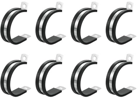 QUARKZMAN 1-1/2(38mm) Collier Pour Câble, 304 Acier Inoxydable Collier Métallique En Forme De R Avec Coussin En Caoutchouc Isolé Pour Installation De Tuyau, Câble, Fil 8Pcs