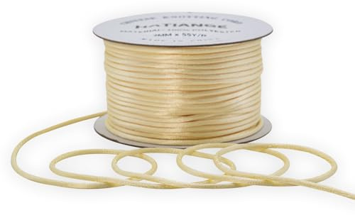 Cordoncino in raso color avorio, 2 mm, 50 m, per nodi cinesi, coda di topo, cordoncino in seta per bracciali, collane, creazione di gioielli, macramè e rifinitura