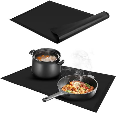 Induction Hob Protector Mat 78x52cm, Multifunctional Magnetic Heat Resistant Silicone Mat, BPA Free Fireproof Waterproof Prevents Scratches Ceramic Cover Mats for Induction Cooktop & Hob Protection(E)