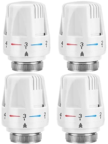 CROWNSHOP Thermostatic Radiator Head Thermostatic Radiator Valve Heating System Temperature Control Heads for Home Office (4pcs)